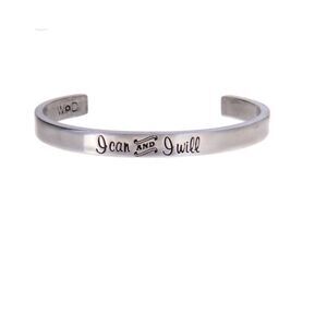 Whitney Howard I can and I will quotable silver tone cuff bracelet